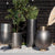 Burnished Metal Planter with Antique Brass Rim and Base - Arizona Bulbous Planter Exclusive Spaces